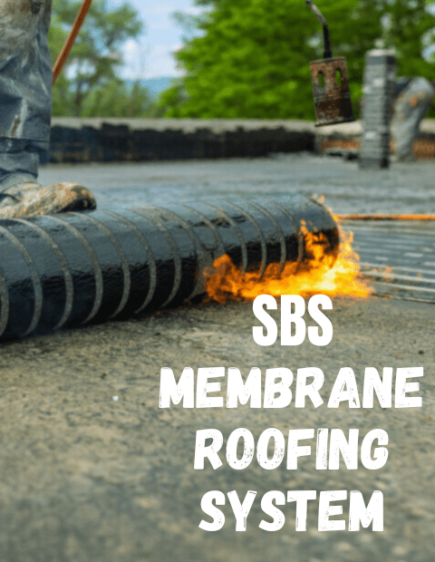 Cutaway of a multi-ply SBS membrane roofing system