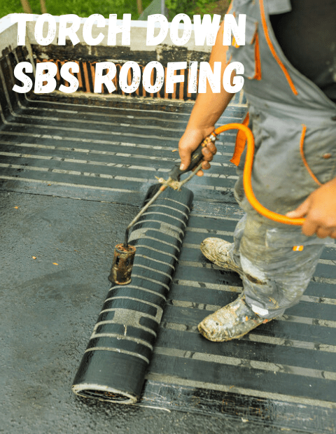 Torch-down SBS roofing membrane applied with a propane torch